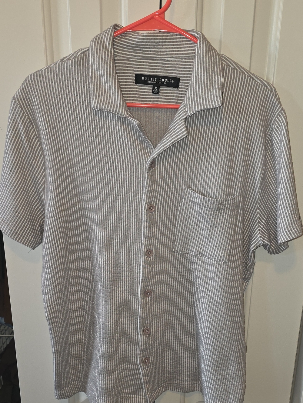 Old Money Men’s Gray Striped Short-Sleeve Button-Up Shirt